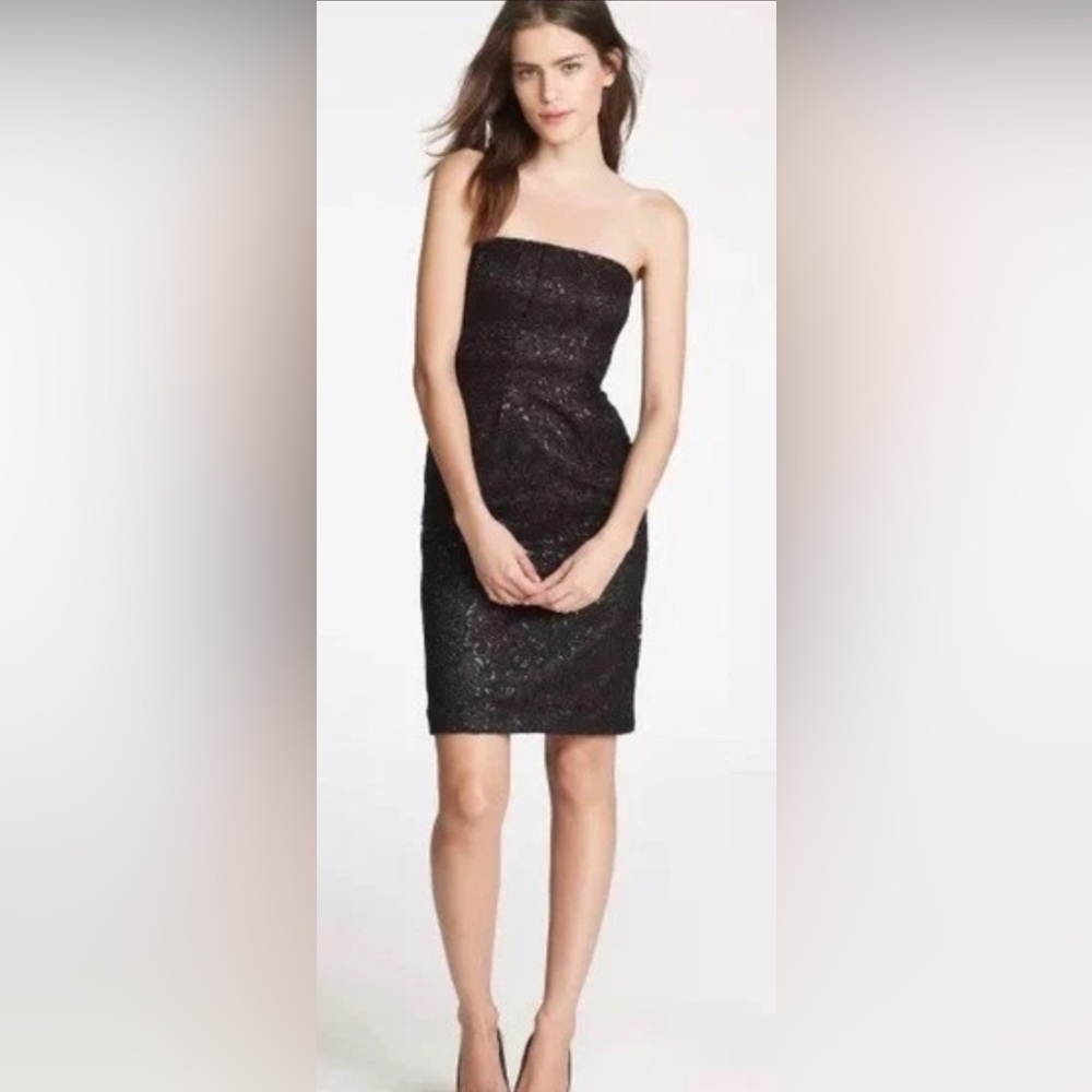 J Crew Black Tinsel Dress Size 8 NWT Strapless Black Tie Sparkly DATE NIGHT